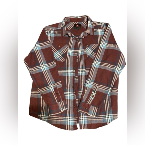 Quiksilver Other - Young men’s Quicksilver plaid button down shirt burgundy and blue size large